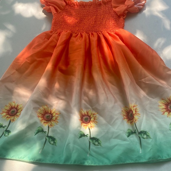 SHEIN Sunflower Ombre Dress - Orange and Green - Picture 1 of 3